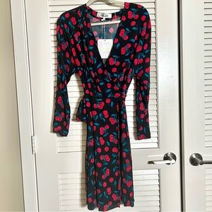 NWT Diane Von Furstenberg Shia Cherry Bomb Mini Wrap Dress